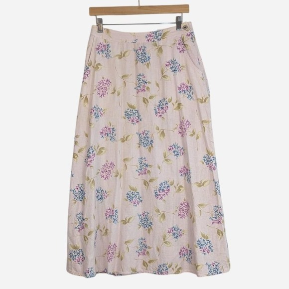 Liz Claiborne Dresses & Skirts - Vintage Liz Claiborne Lizwear Hydrangea Linen Midi Skirt Size 8